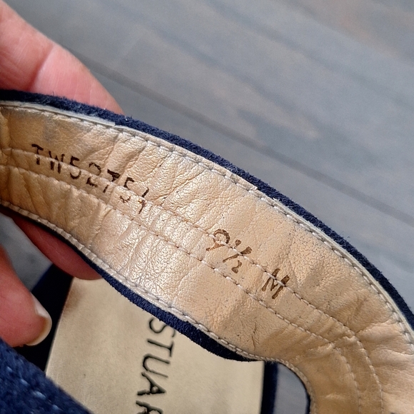 Stuart Weitzman Minky Platform Wedge Sandal Blue 9.5 EUC - Picture 14 of 16